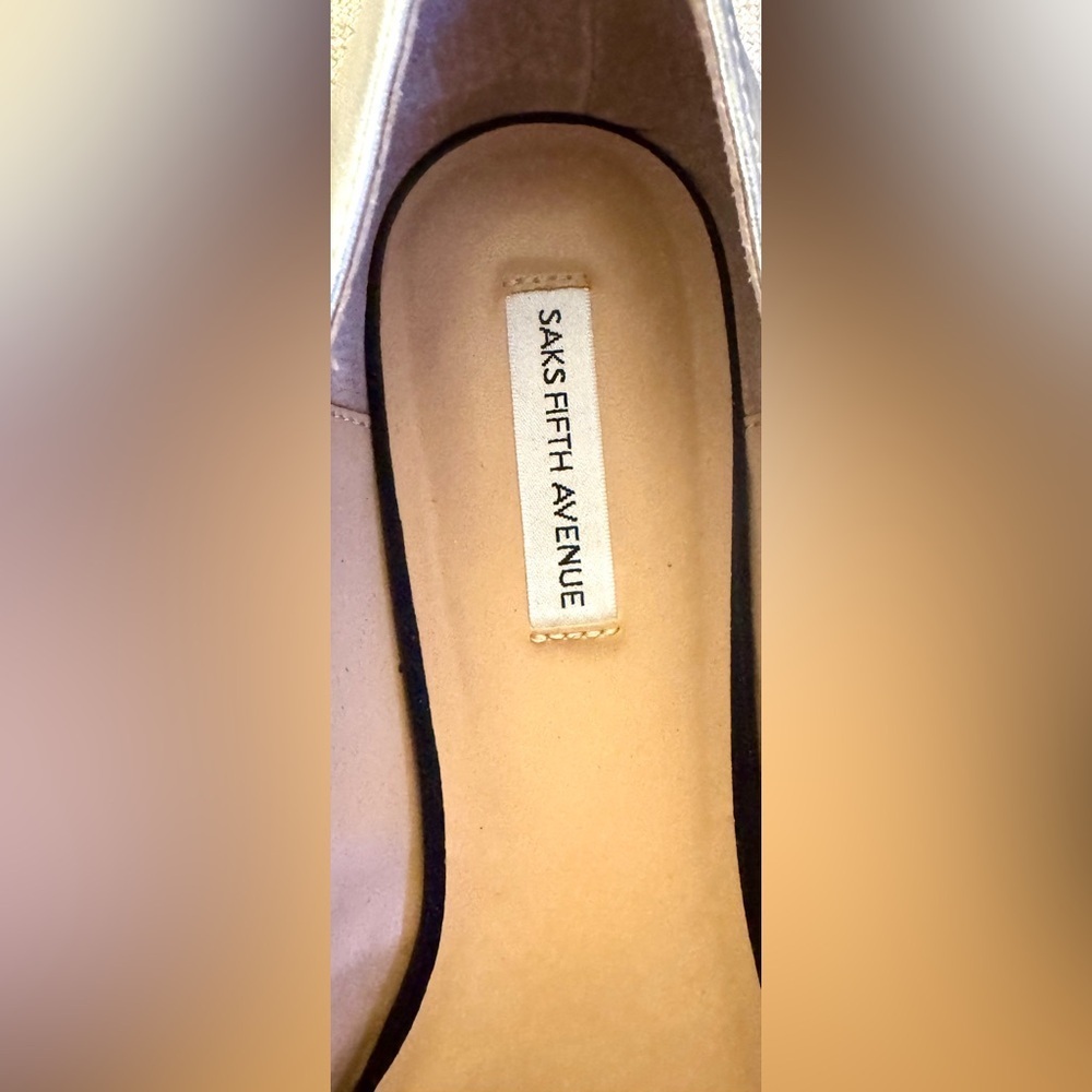 Saks Fifth Avenue Mary Jane in Silver with Black Strap - Picture 11 of 12